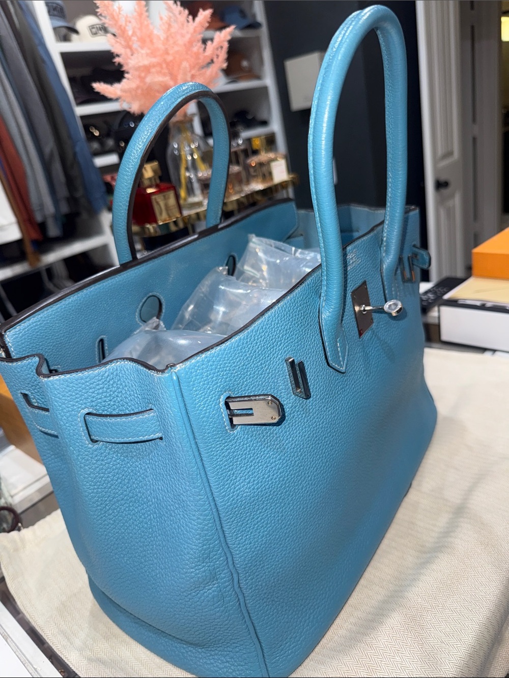 Authentic Hermes Togo Birkin 35 Blue Jean - Picture 12 of 16